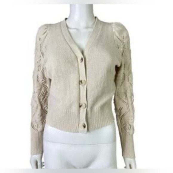 Women’s Jessica Simpson, Khaki Crochet Cardigan, Large - Picture 1 of 8